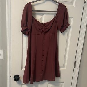 City Studio Wine Mini Dress with Button Accents